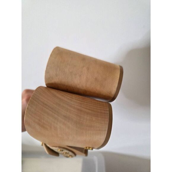 Veronica Beard Halifax Suede Dual Buckle Open Toe High Heel Clog Shoe In Desert - Picture 8 of 9